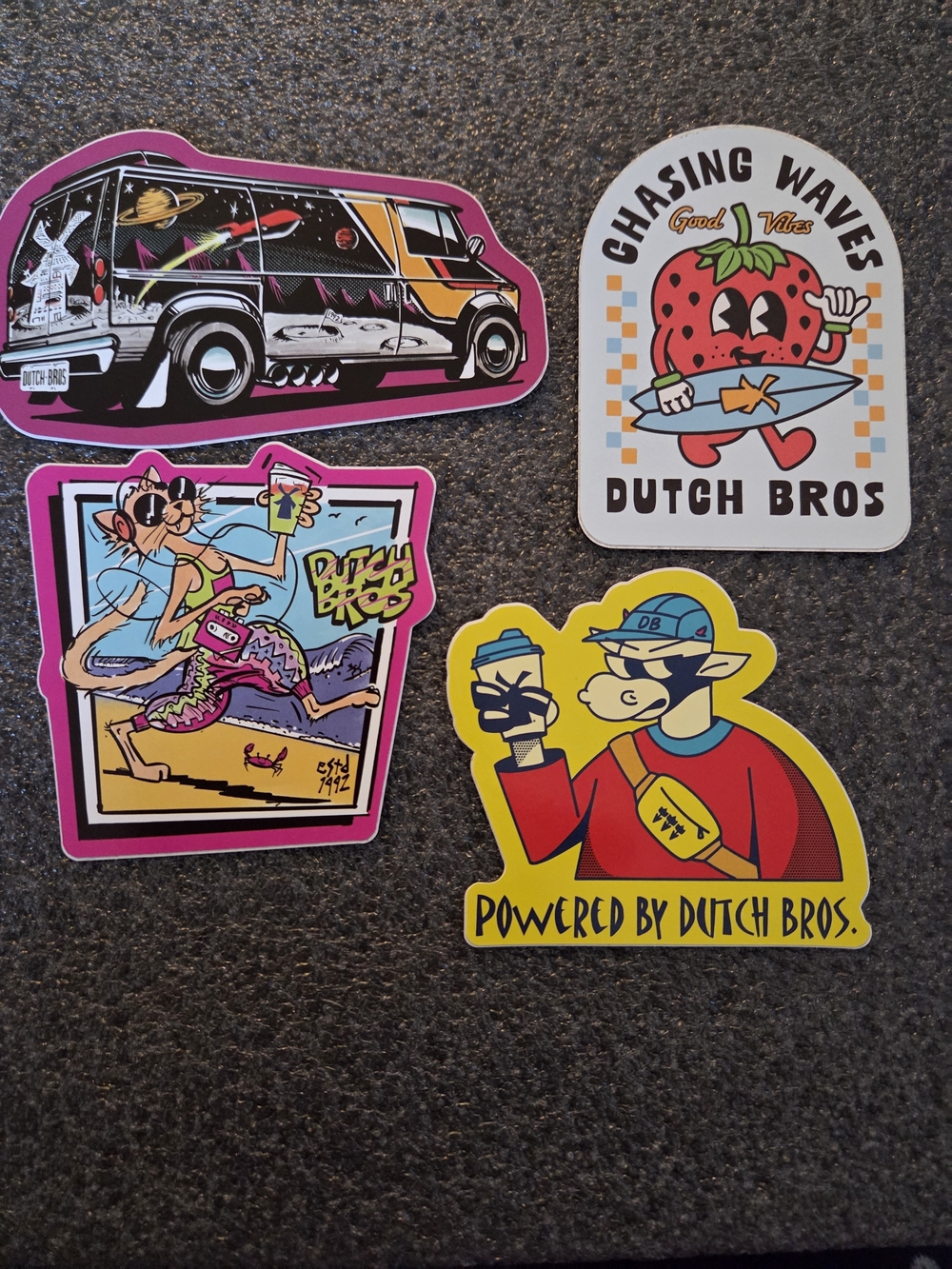 Dutch Bros 4 Pack Of Stickers In great condition